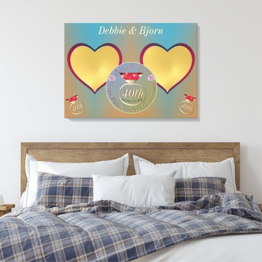 Foto's van het 40e Jubileum van het huwelijk Canvas Afdruk (Insitu (Slaapkamer))