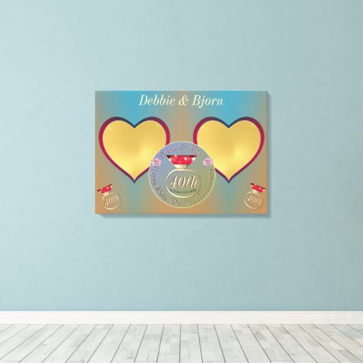 Foto's van het 40e Jubileum van het huwelijk Canvas Afdruk (Insitu (Houten vloer))