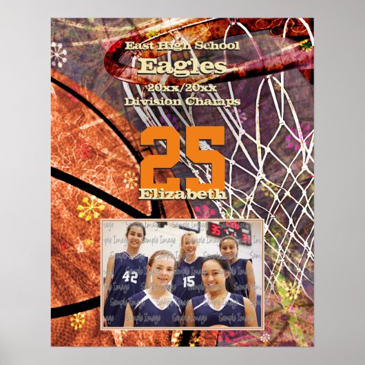 foto's van het basketbalteam voor meisjes poster (Voorkant)