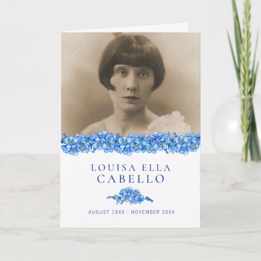 Foto's van het begrafenisserviceprogramma blue ver programma (Voorkant)