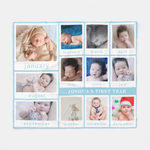 Foto's van het eerste jaar van de kleine blauwe ba fleece deken