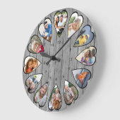 Foto's van het hart Rustic Grey Wood Large Clock Grote Klok (Hoek)