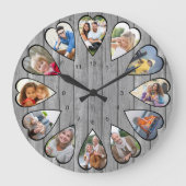 Foto's van het hart Rustic Grey Wood Large Clock Grote Klok (Voorkant)