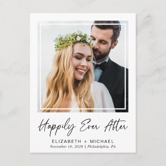 Foto's van het huwelijksfeest Happily Ever After Aankondigingskaart (Voorkant)
