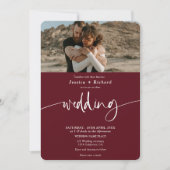 Foto's van het moderne elegante rode bogundy bruil kaart (Voorkant)