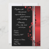 Foto's van het zwarte en rode Floral bruiloft Kaart (Achterkant)