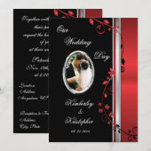 Foto's van het zwarte en rode Floral bruiloft Kaart (Voorkant / Achterkant)