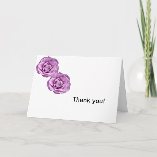 Foto's van lavender gekleurde rozen op een Dank u Kaart (Voorkant)