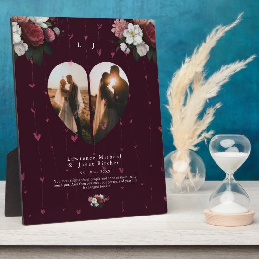 Foto's van liefdevolle Burgundy Custom Heart Fotoplaat (Zijkant)