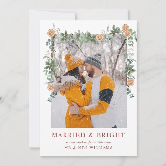 Foto's van Married & Bright | Kerst Sinaasappels Feestdagenkaart (Voorkant)
