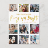 Foto's van Merry and Bright Gold Script Collage Briefkaart (Voorkant)