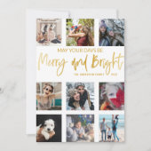 Foto's van Merry and Bright Gold Script Collage Feestdagenkaart (Voorkant)