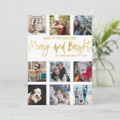 Foto's van Merry and Bright Gold Script Collage Feestdagenkaart (Staand voorkant)