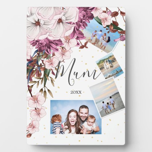 Foto's van moederdag Family Burgundy Floral Fotoplaat (voorkant)