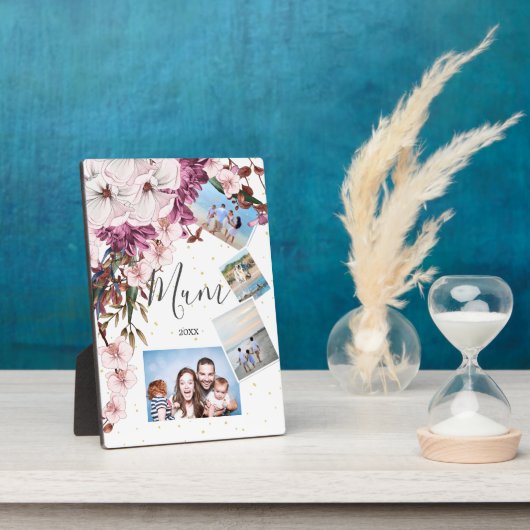 Foto's van moederdag Family Burgundy Floral Fotoplaat (Zijkant)