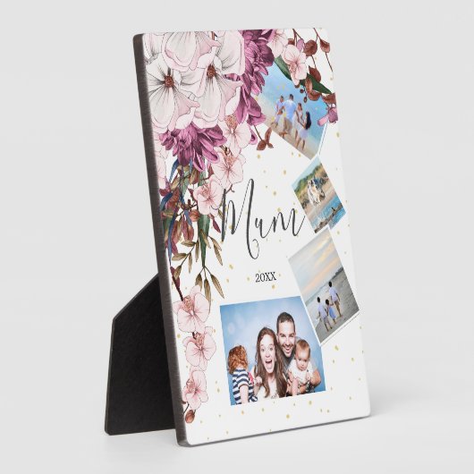 Foto's van moederdag Family Burgundy Floral Fotoplaat (Zijkant)