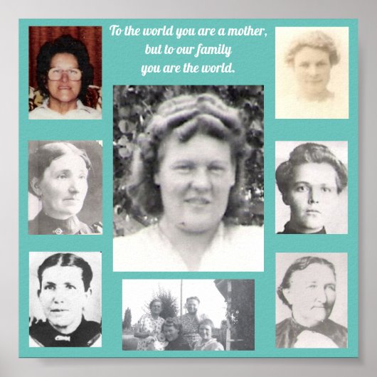 Foto's van Moeders Quote Collage Blauwgroen Lijst  Poster (Voorkant)