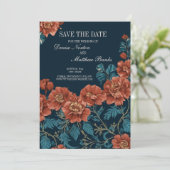 Foto's van Navy and Rust Floral Save The Date (Staand voorkant)