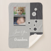Foto's van oma's met grijs en witte kleinkinderen sherpa deken (Voorkant)