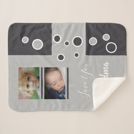 Foto's van oma's met grijs en witte kleinkinderen sherpa deken (Voorkant (horizontaal))