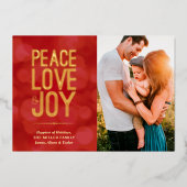 Foto's van Peace Love & Joy Red Folie Feestdagenkaart (Voorkant)