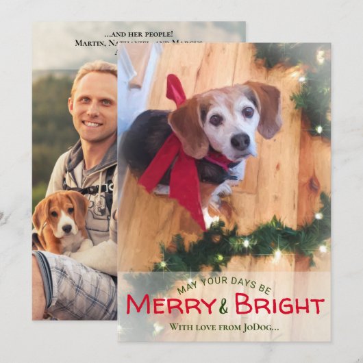 Foto's van Pet & Family Merry & Bright Kerstmis Feestdagenkaart (Voorkant / Achterkant)