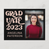 Foto's van Retro Black & Roze Afstuderen partij Uitnodiging Briefkaart (Voorkant)