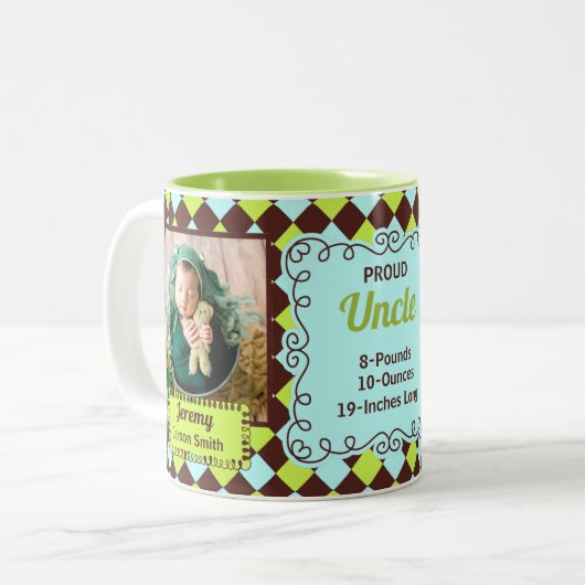 Foto's van rond oom Green en bruin bruin Tweekleurige Koffiemok (Voorkant links)