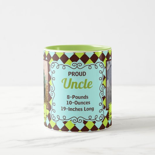 Foto's van rond oom Green en bruin bruin Tweekleurige Koffiemok (Center)