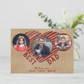 Foto's van Rustic Best Dad Heart Father's Day 3 Feestdagenkaart (Staand voorkant)