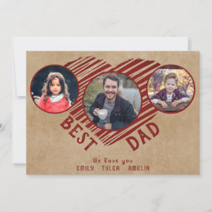 Foto's van Rustic Best Dad Heart Father's Day 3 Feestdagenkaart