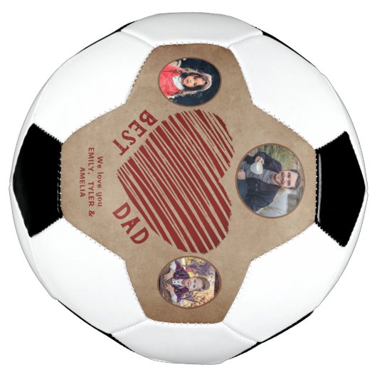 Foto's van Rustic Best Dad Heart Father's Day 3 Voetbal (Gedraaid)