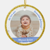 Foto's van twee jongens Grootma Cute First Kerstma Keramisch Ornament (Voorkant)