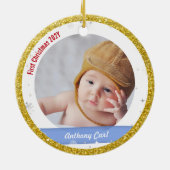 Foto's van twee jongens Grootma Cute First Kerstma Keramisch Ornament (Achterkant)