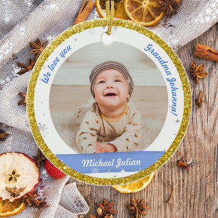 Foto's van twee jongens Grootma Cute First Kerstma Keramisch Ornament