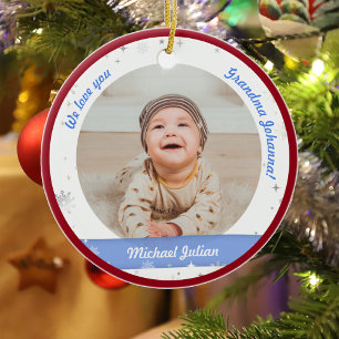 Foto's van twee jongens Grootma Cute First Kerstma Keramisch Ornament