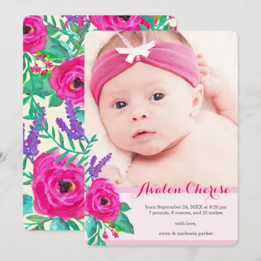 Foto's van verse flessen Aankondiging geboorte (Voorkant / Achterkant)