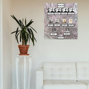 Foto's van vier generaties pruimenbloesem families perfect poster