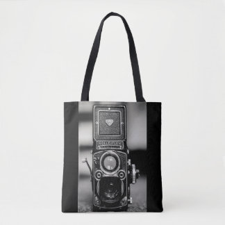  foto's van zwarte en witte camera tote bag