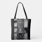  foto's van zwarte en witte camera tote bag (Achterkant)