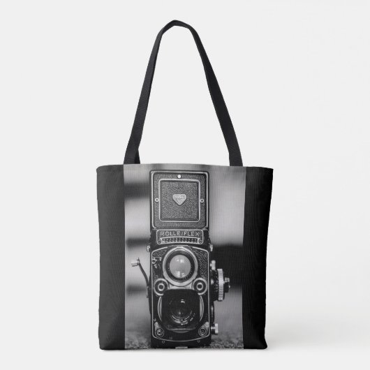  foto's van zwarte en witte camera tote bag (Achterkant)