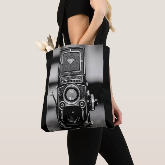 foto's van zwarte en witte camera tote bag (Dichtbij)