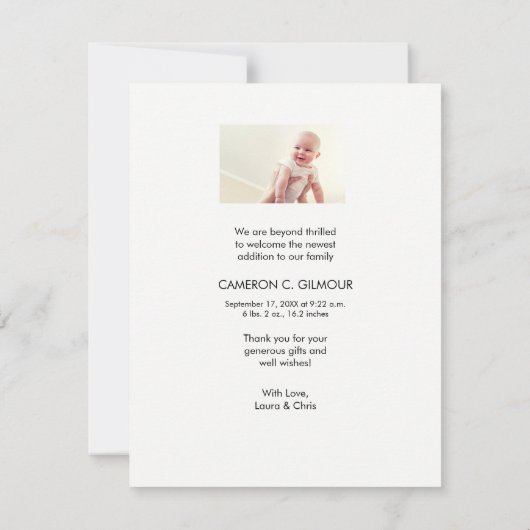 Foto's Verticaal Baby shower geboorteaankondiging (Achterkant)