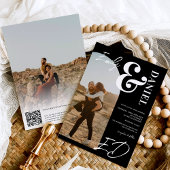 Foto's vette namen script boog zwart bruiloft kaart