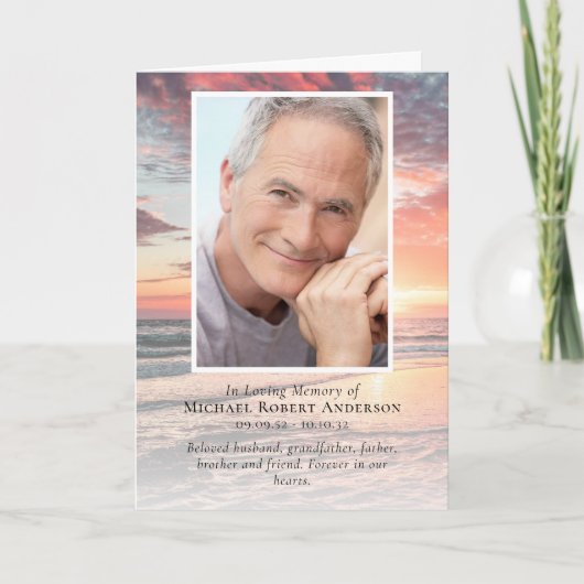 Foto's voor de Sunset Ocean Folded Memorial Funera Programma (Voorkant)