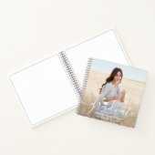 Foto's voor en achter Witte Script Afstuderen Gast Notitieboek (Binnen)