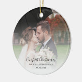 Foto's voor het eerst trouwen als Mr en Mrs. Keramisch Ornament (Links)