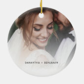 Foto's voor het eerst trouwen als Mr en Mrs. Keramisch Ornament (Achterkant)