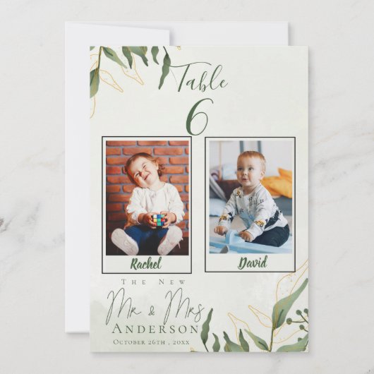 Foto's voor kinderen Bride Groom Wedding Table Num Bedankkaart (Achterkant)