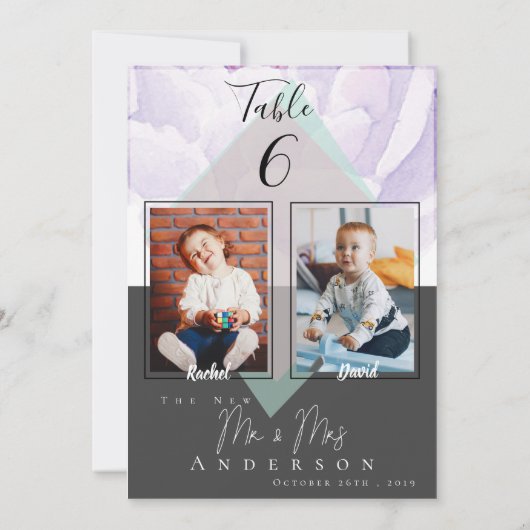 Foto's voor kinderen Bride Groom Wedding Table Num Bedankkaart (Achterkant)